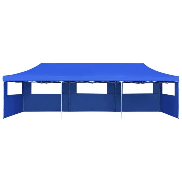foldbart pop up-festtelt med 5 sidevægge 3 x 9 m blå