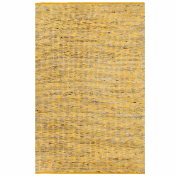 vidaXL håndlavet tæppe jute 80 x 160 cm gul og naturfarvet