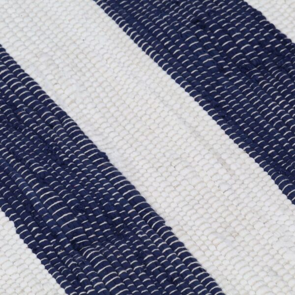 håndvævet chindi-tæppe bomuld 80 x 160 cm blå og hvid