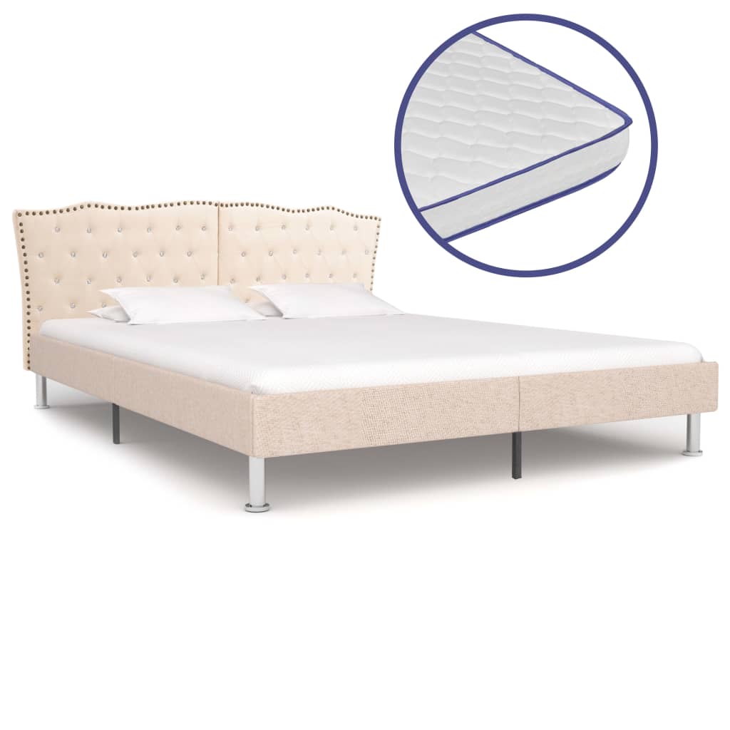 en anden Arbejdsgiver Tegne forsikring seng med madras i memoryskum 180 x 200 cm stof beige – XLhome