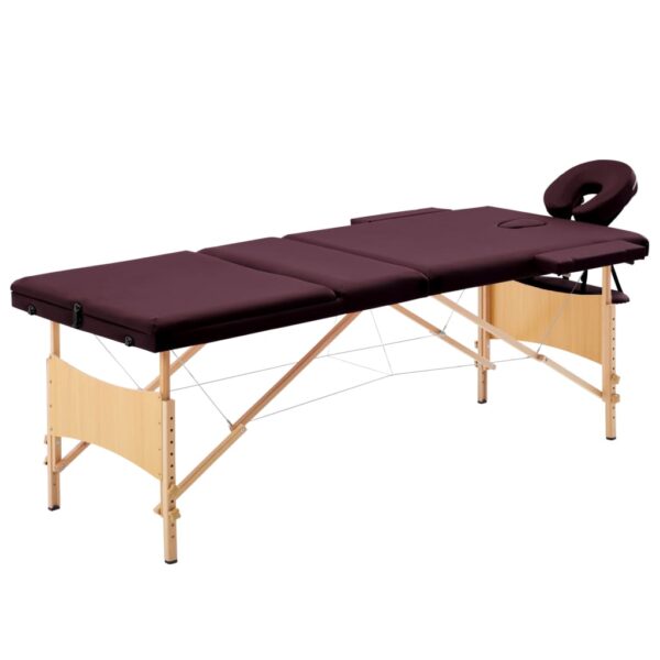 vidaXL foldbart massagebord 3 zoner træ lilla
