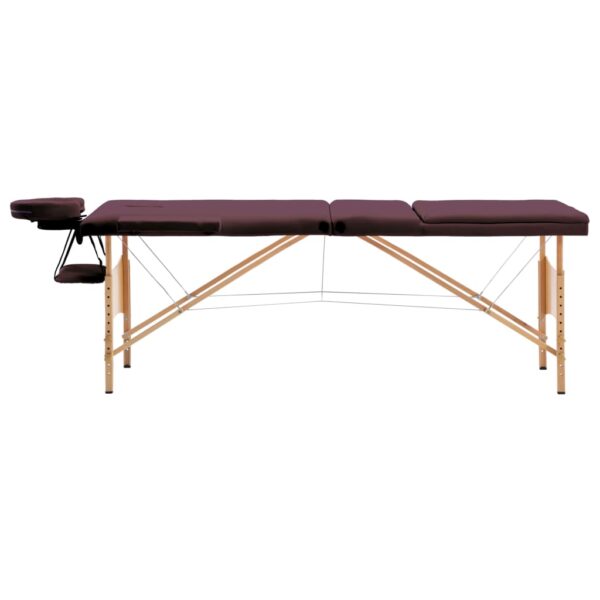 foldbart massagebord 3 zoner træ lilla
